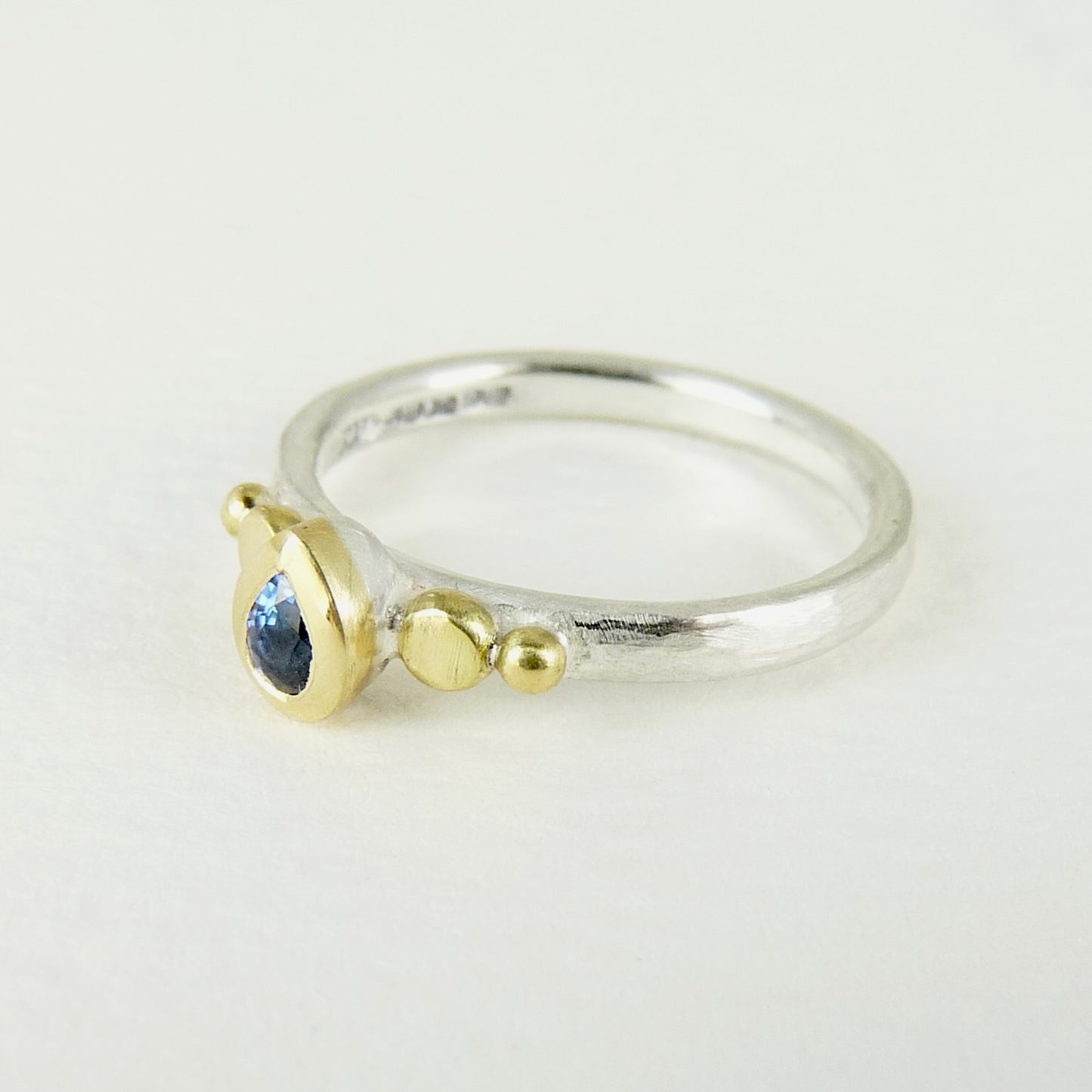 Tear Drop Sapphire Granulation Ring