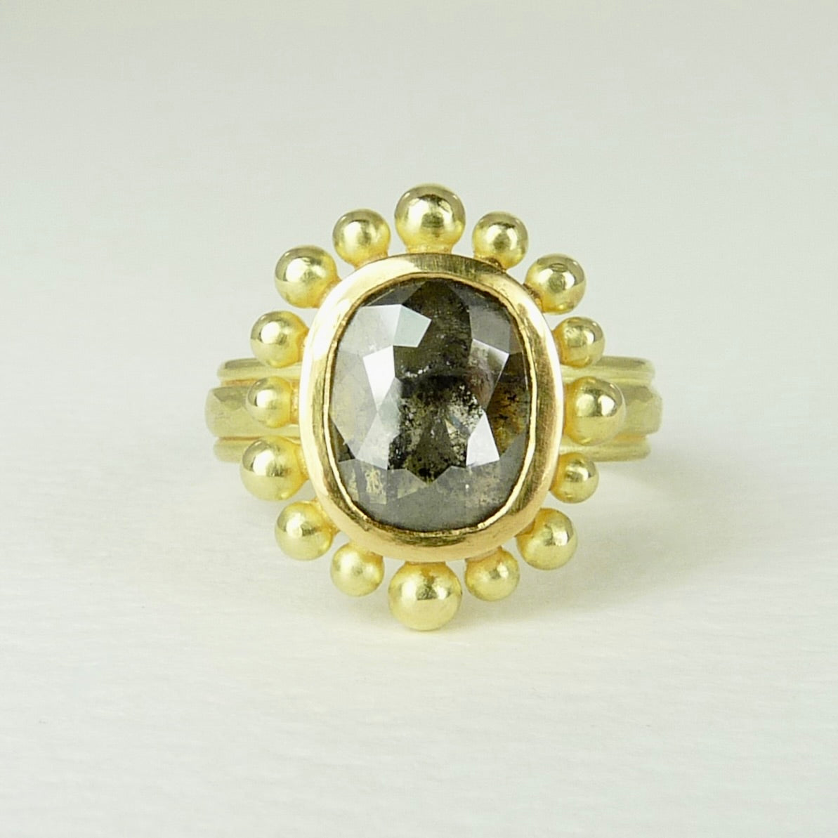 Large Salt And Pepper Diamond Courtesan ring