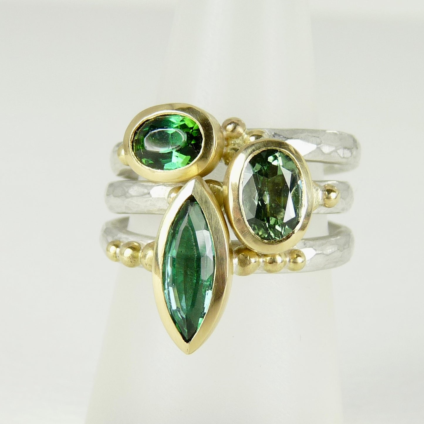 Oval Green Tourmaline Granulation Ring