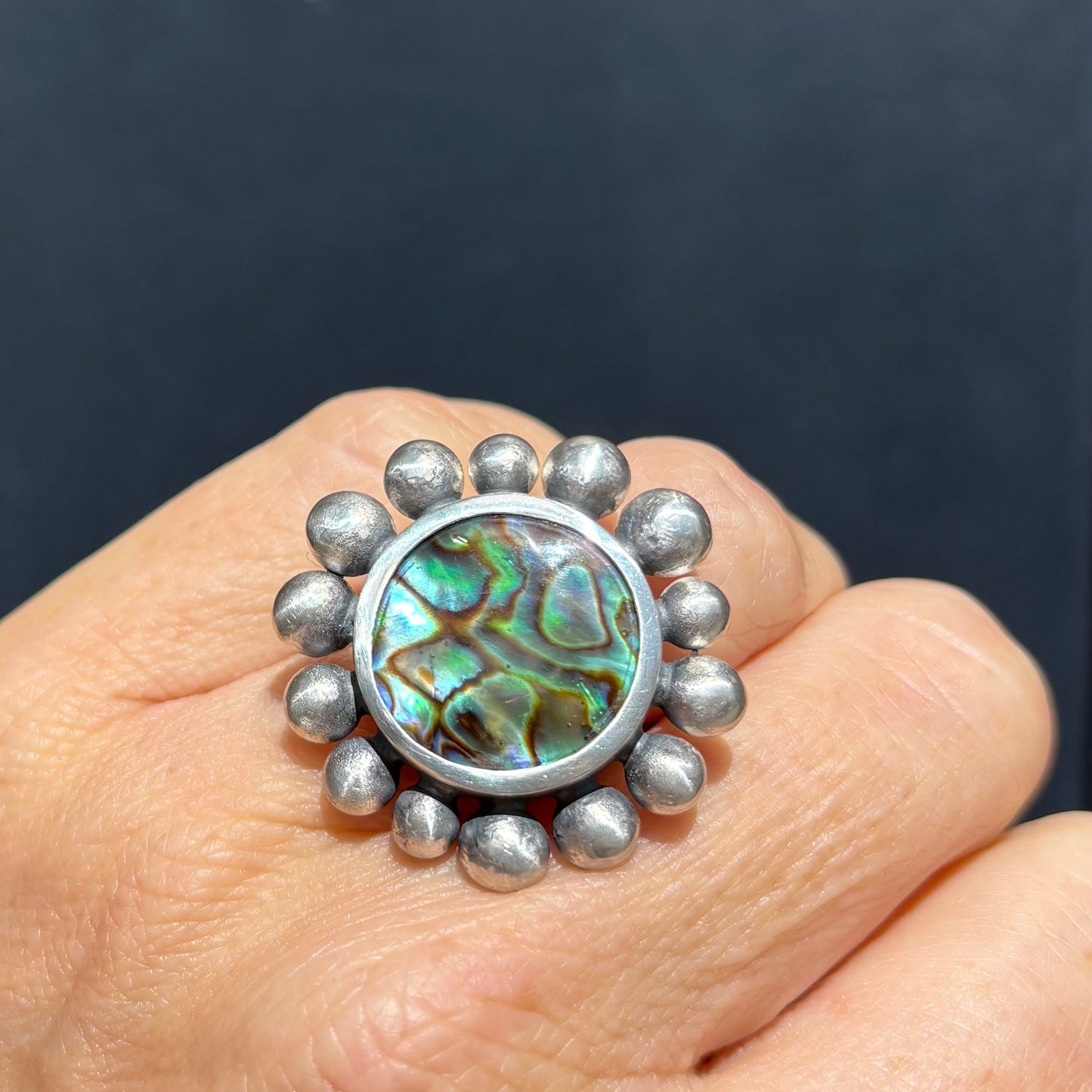 Giant Courtesan Ring With Abalone Shell