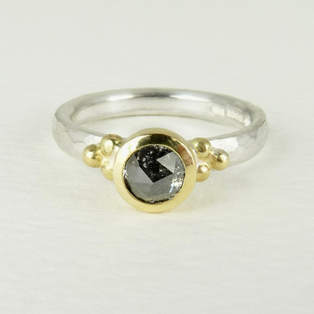 Salt and Pepper Diamond Granulation Ring