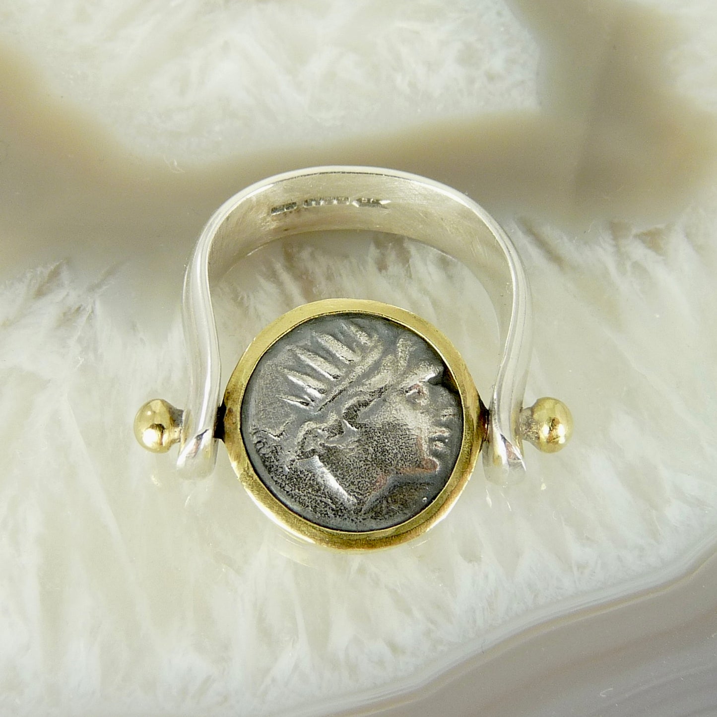 Helios Ancient Greek Coin Swivel Ring