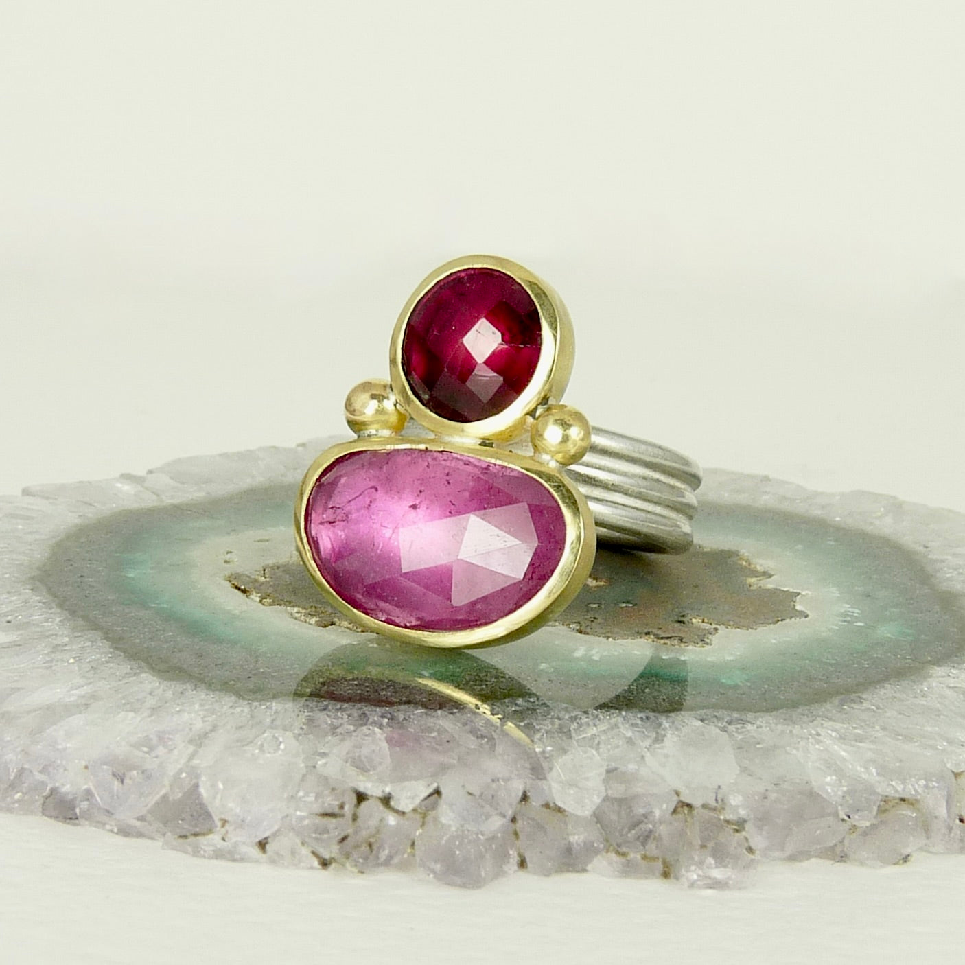 Pink Tourmaline Double Ring