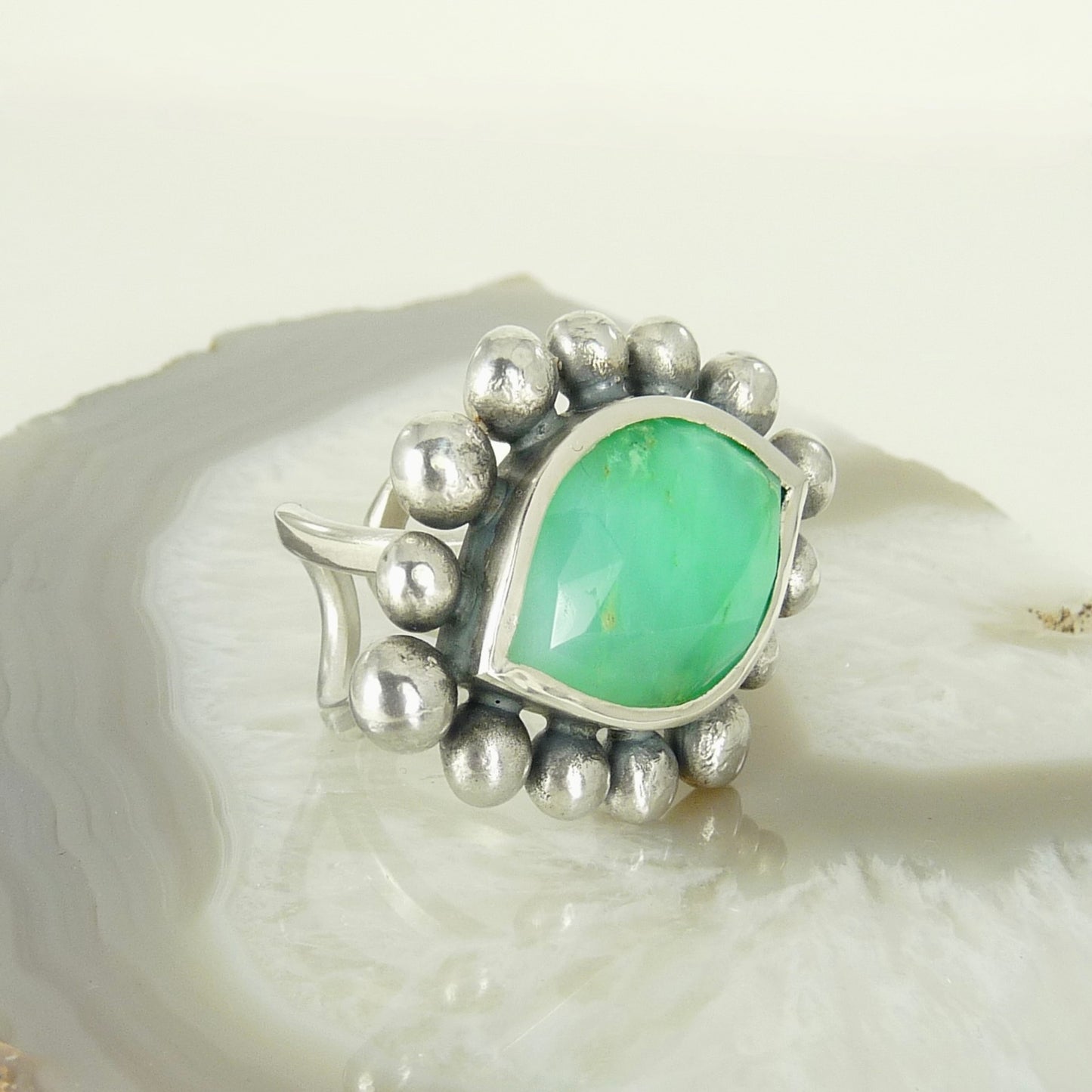 Giant Marquise Chrysoprase Courtesan ring