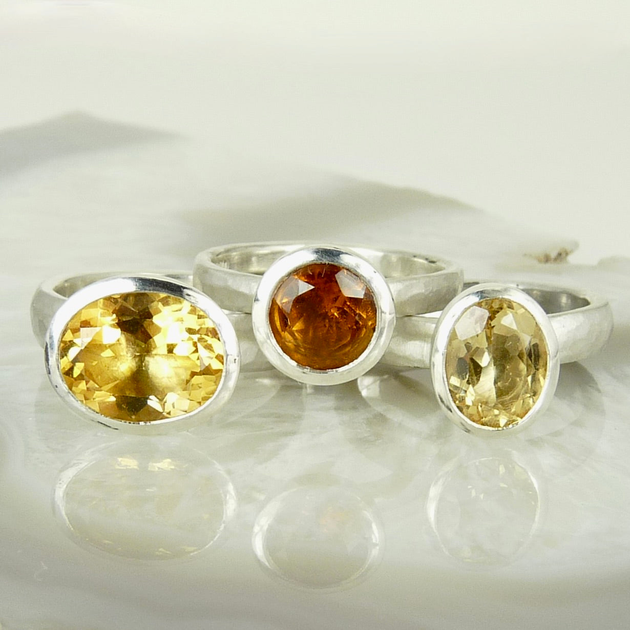 Oval Citrine Cup Ring Silver