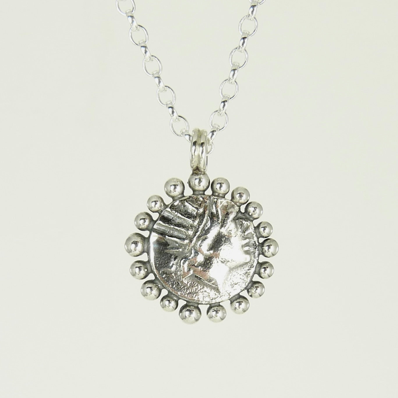 Helios, God of the Sun Necklace Adorned with Silver Granules, Ancient Greek Coin