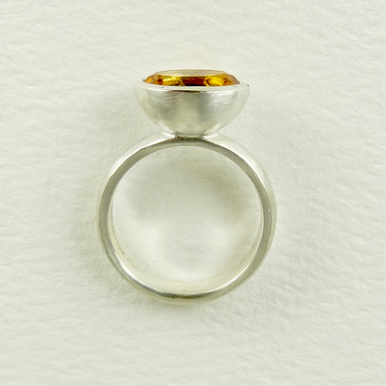 Oval Citrine Cup Ring Silver
