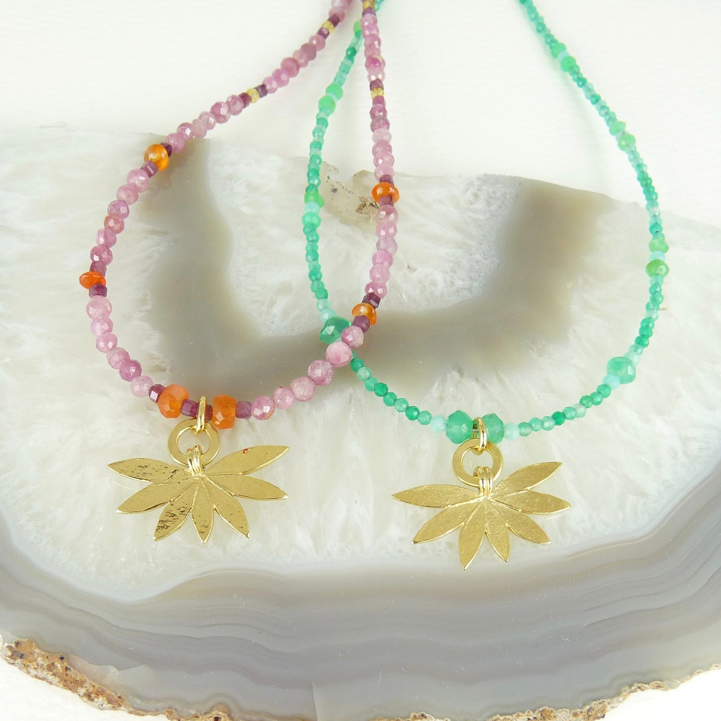 Bejewelled Lotus Flower Necklace