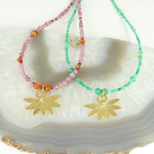 Bejewelled Lotus Flower Necklace