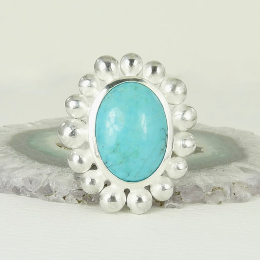 Giant Courtesan Ring, Turquoise And Silver
