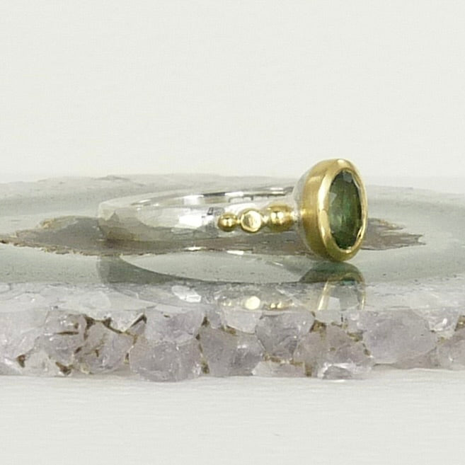 Mint Green Tourmaline Granulation Ring