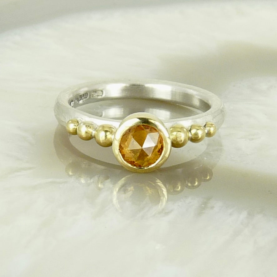 Orange Sapphire Granulation Ring