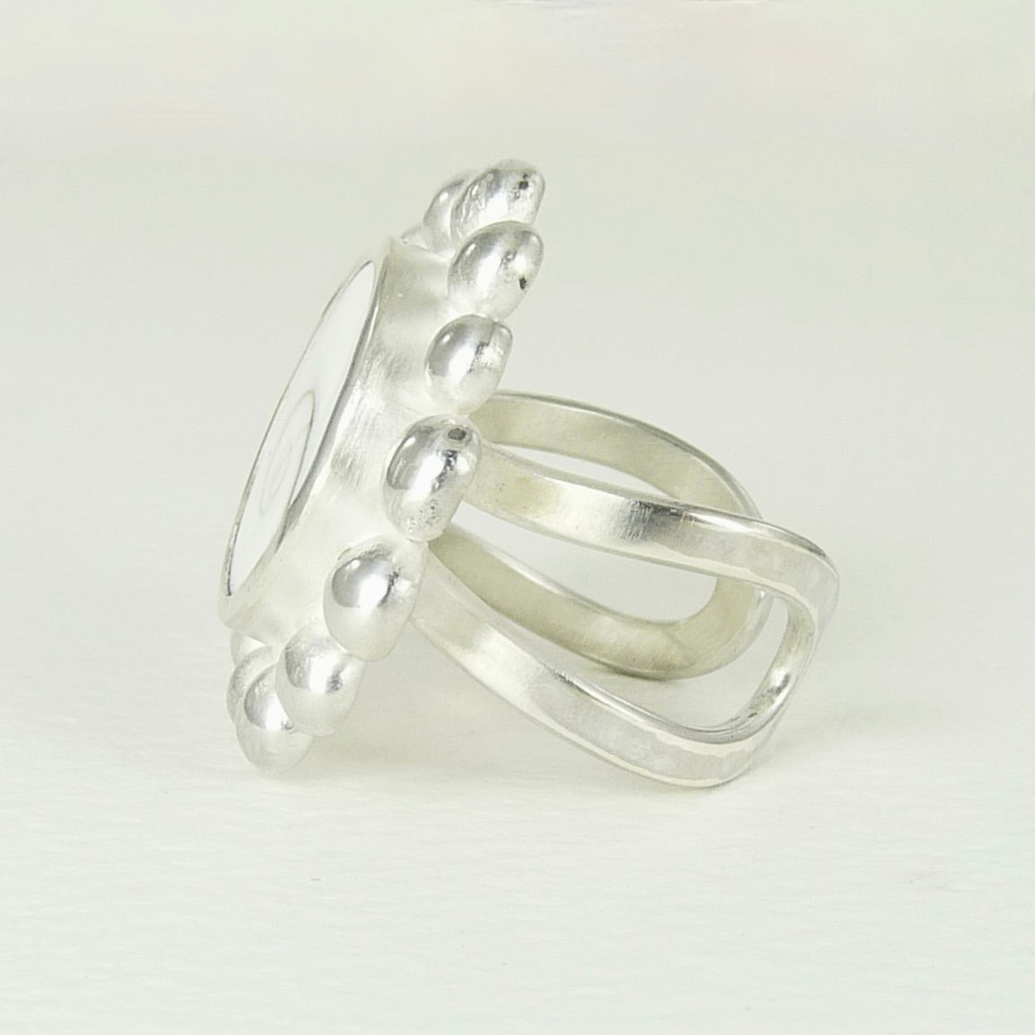 Giant Shell And Silver Courtesan Ring