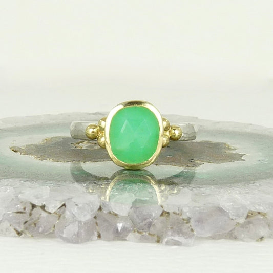 Chrysoprase Granulation Ring