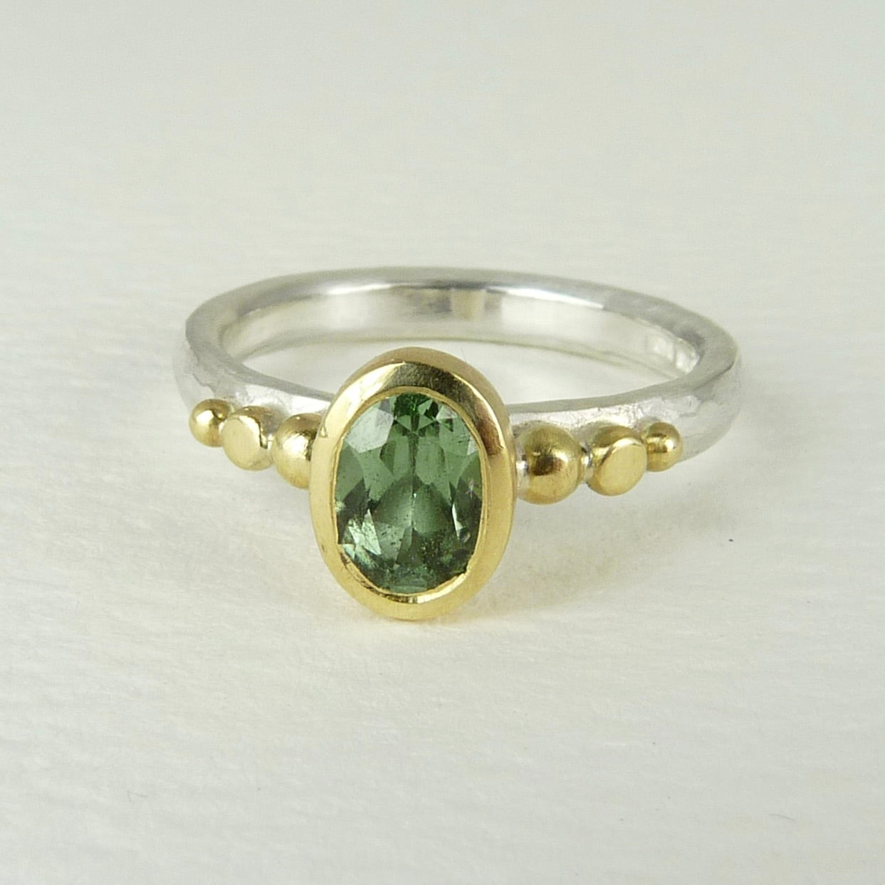 Mint Green Tourmaline Granulation Ring
