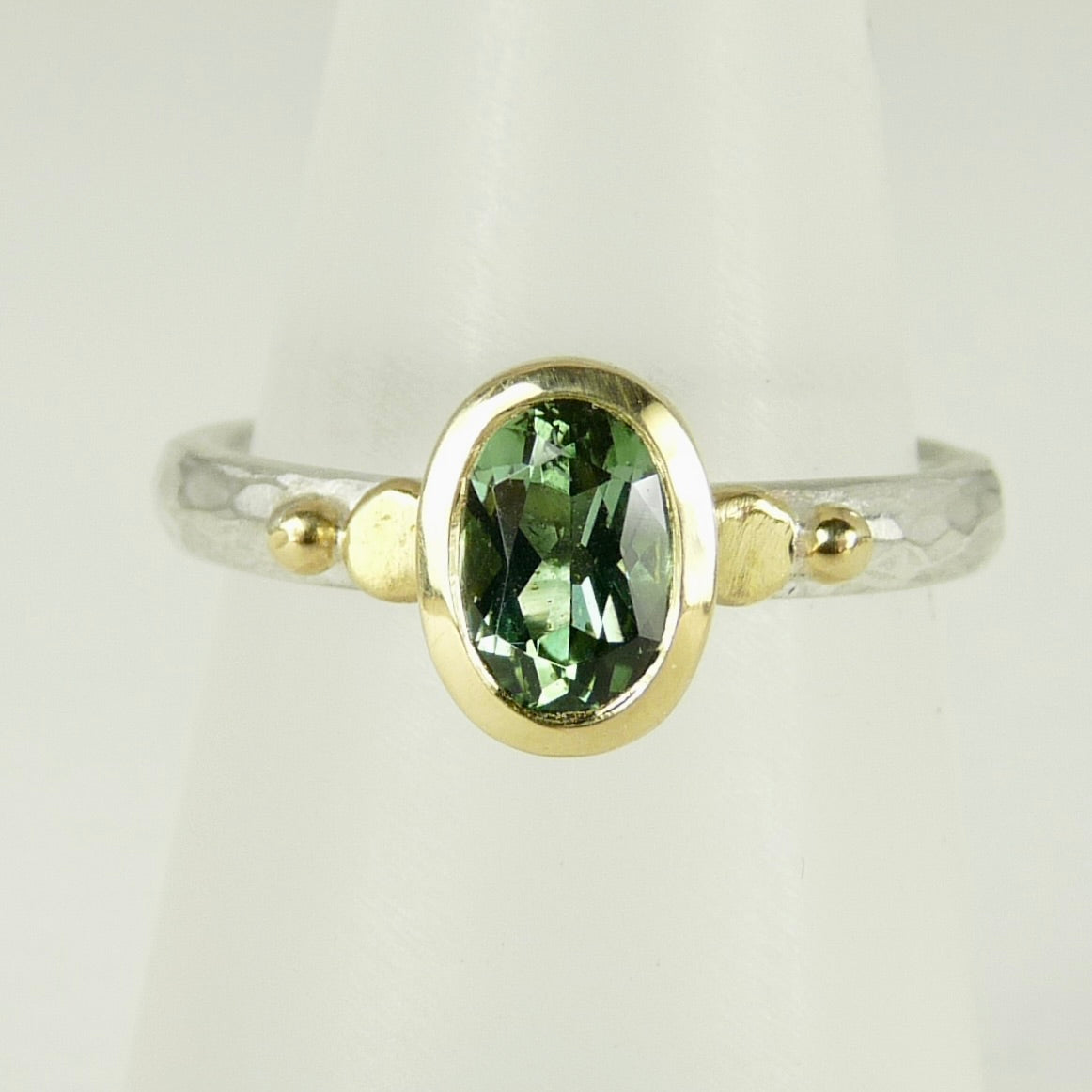 Oval Green Tourmaline Granulation Ring