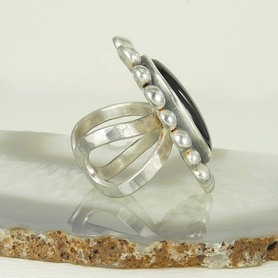 Band Agate Giant Courtesan Ring