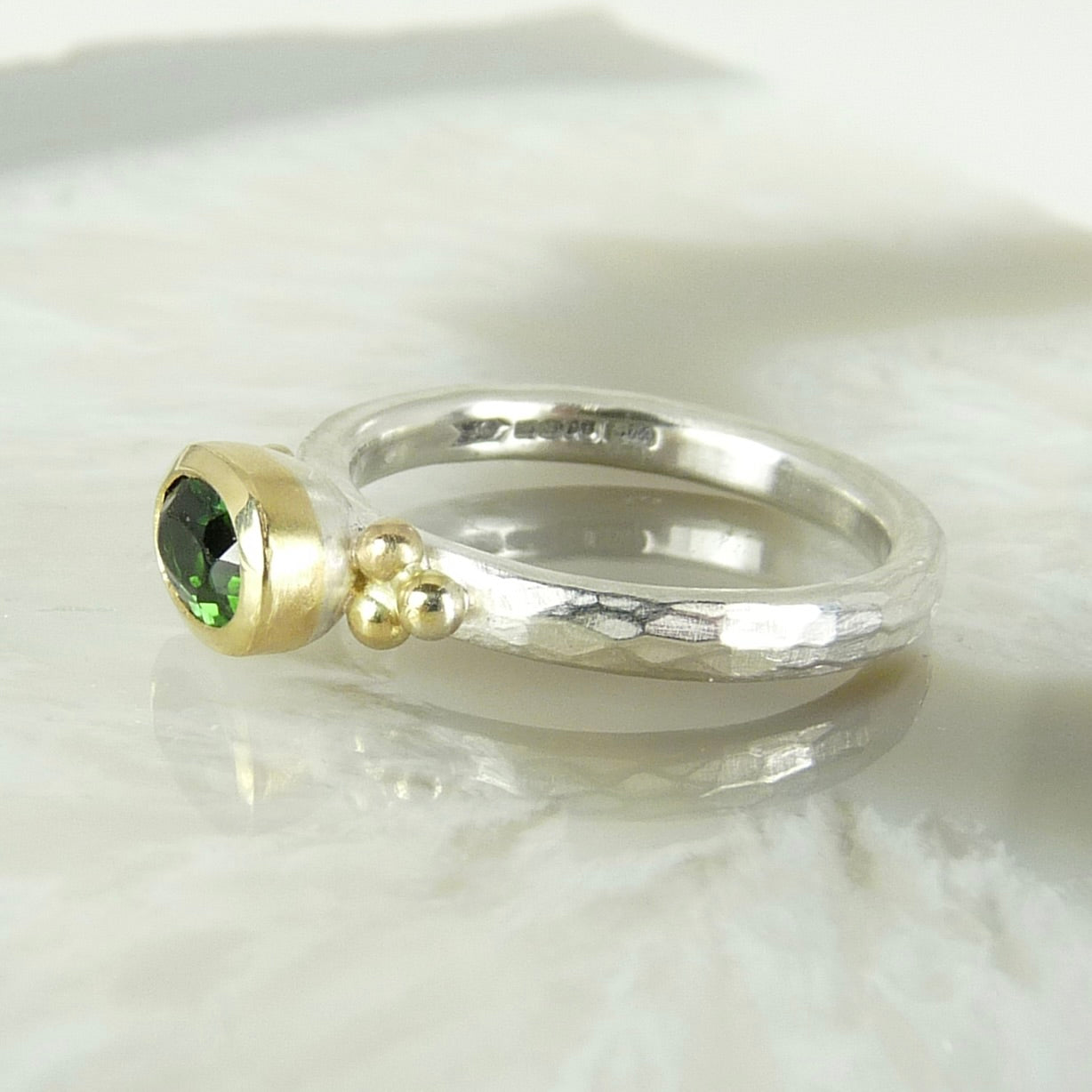 Oval Green Tourmaline Granulation Ring