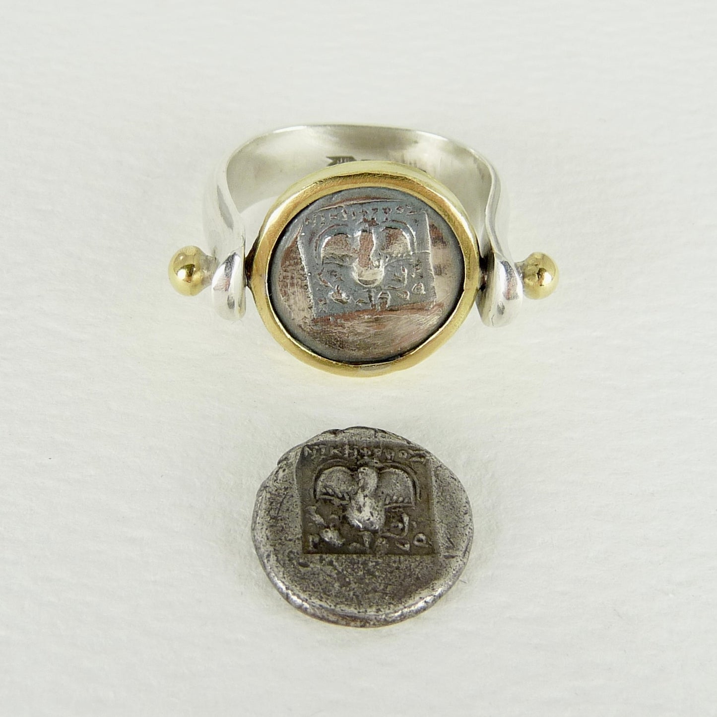 Helios Ancient Greek Coin Swivel Ring