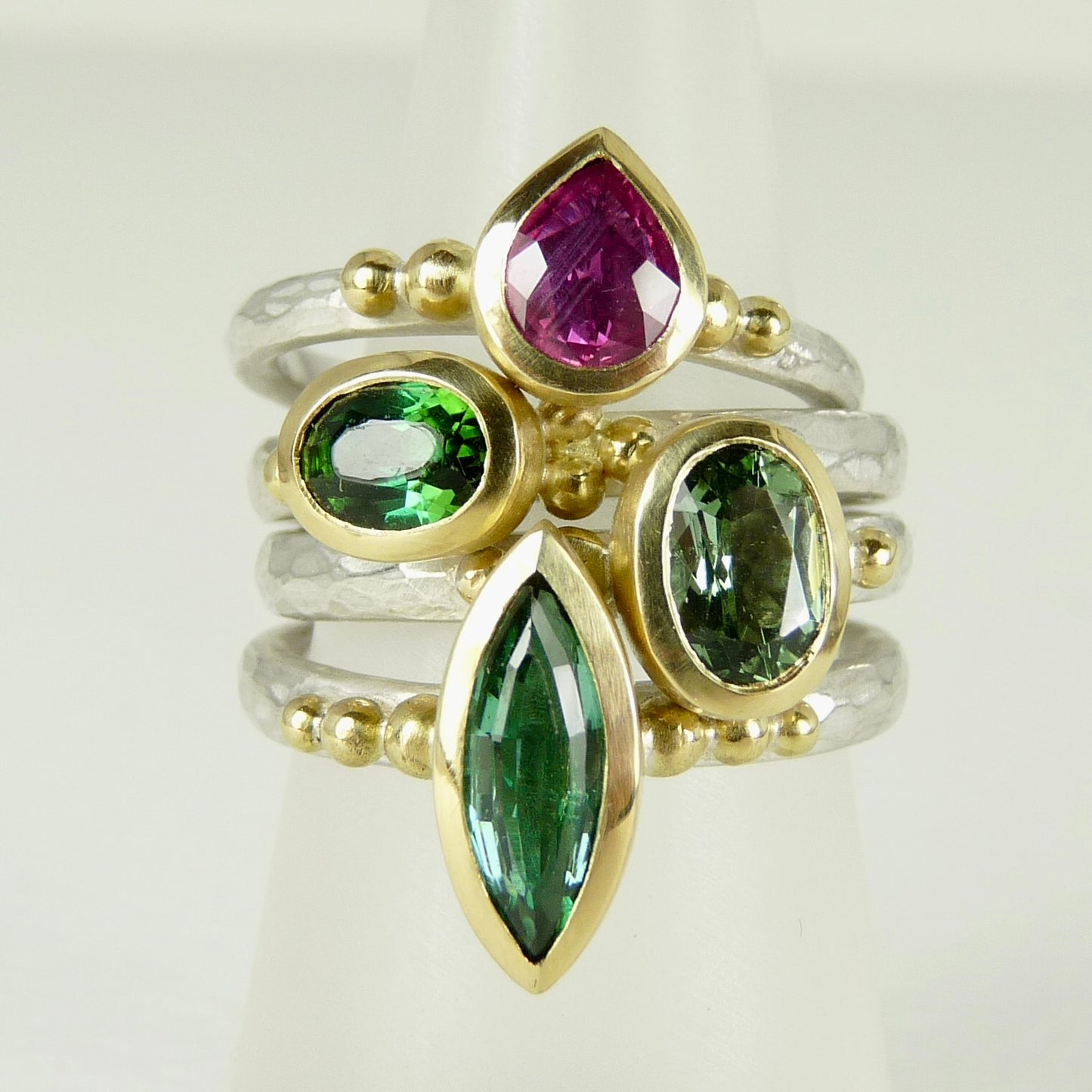 Oval Green Tourmaline Granulation Ring