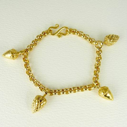 Etruscan Acorn and Pine Cone Charm Bracelet