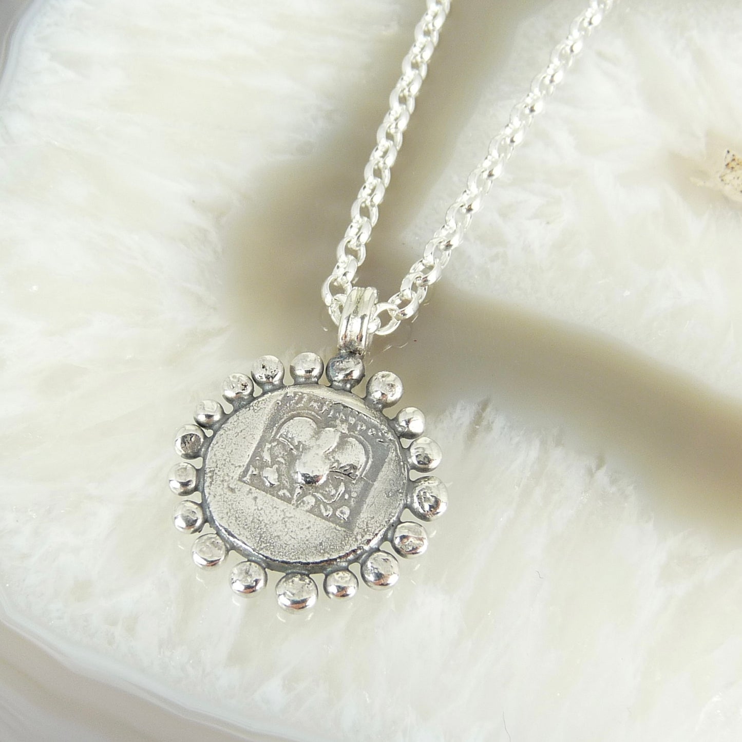 Helios, God of the Sun Necklace Adorned with Silver Granules, Ancient Greek Coin