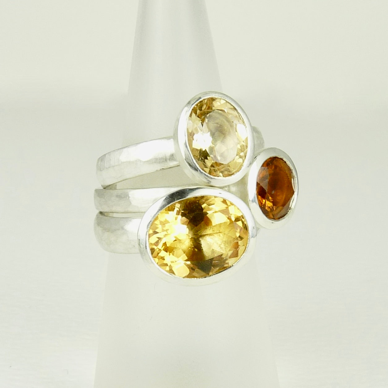Oval Citrine Cup Ring Silver