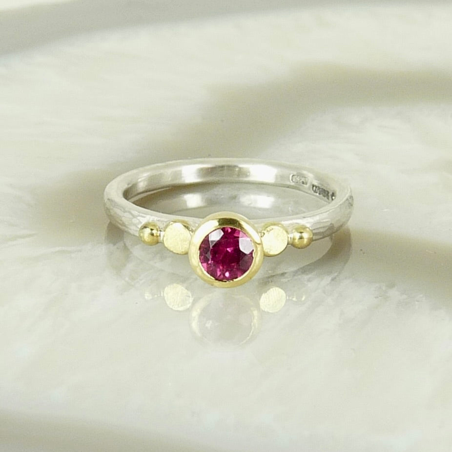Pink Tourmaline Granulation Ring