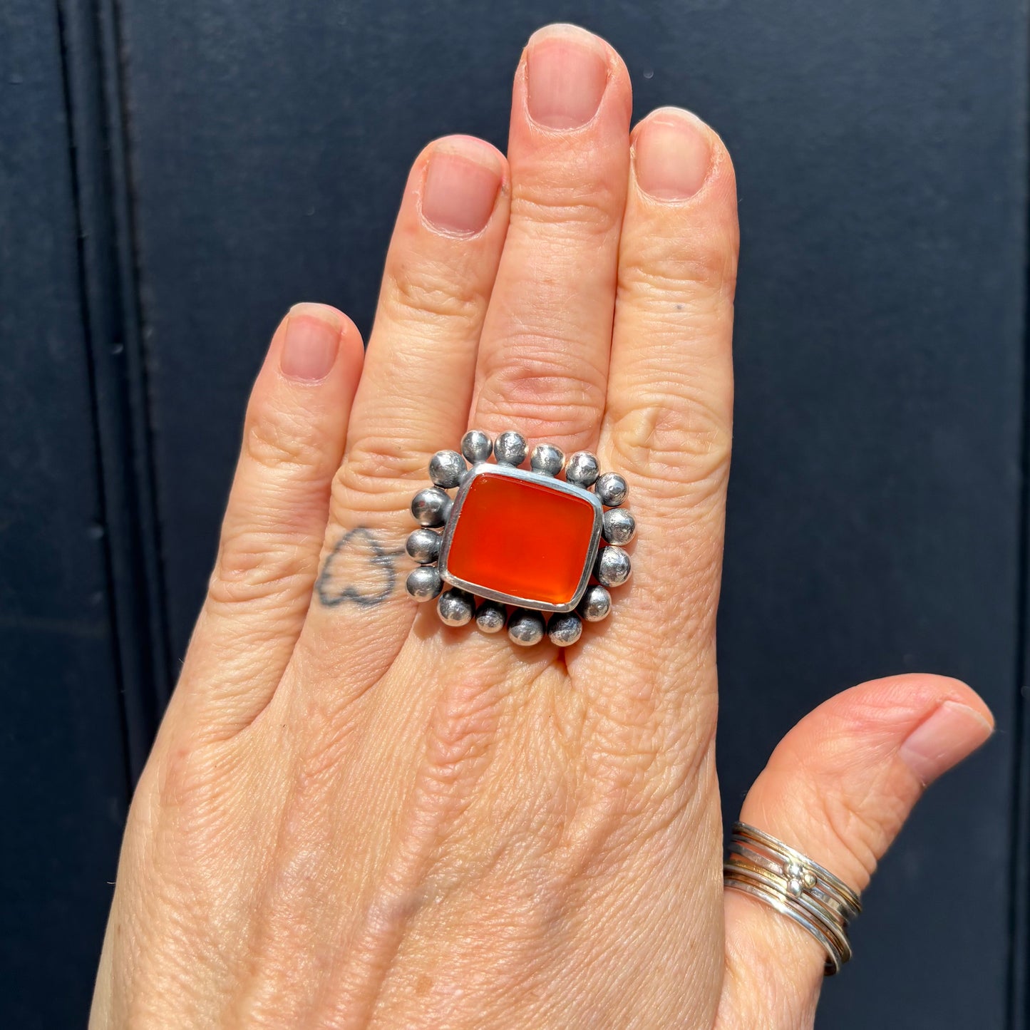 Giant Courtesan Ring Carnelian And Silver