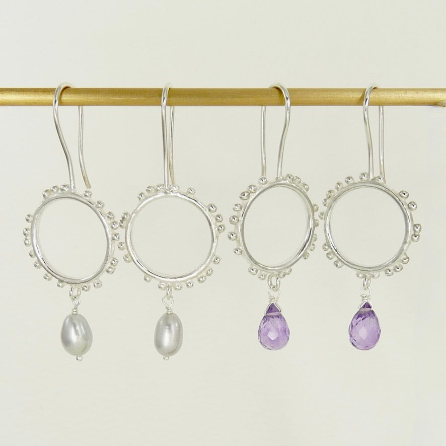 Small Granulation Circle Earrings with Hook