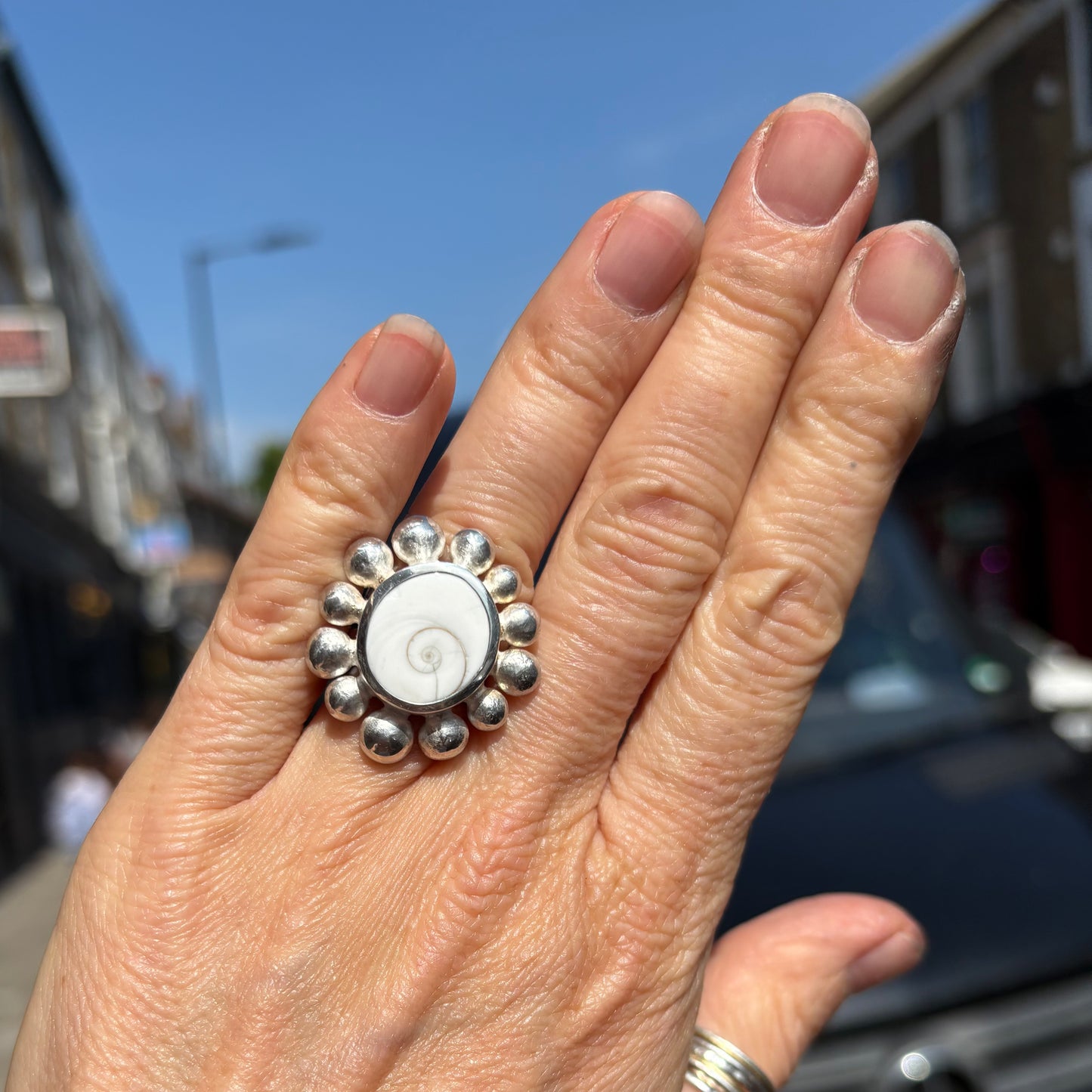 Giant Courtesan Ring With Operculum And Silver