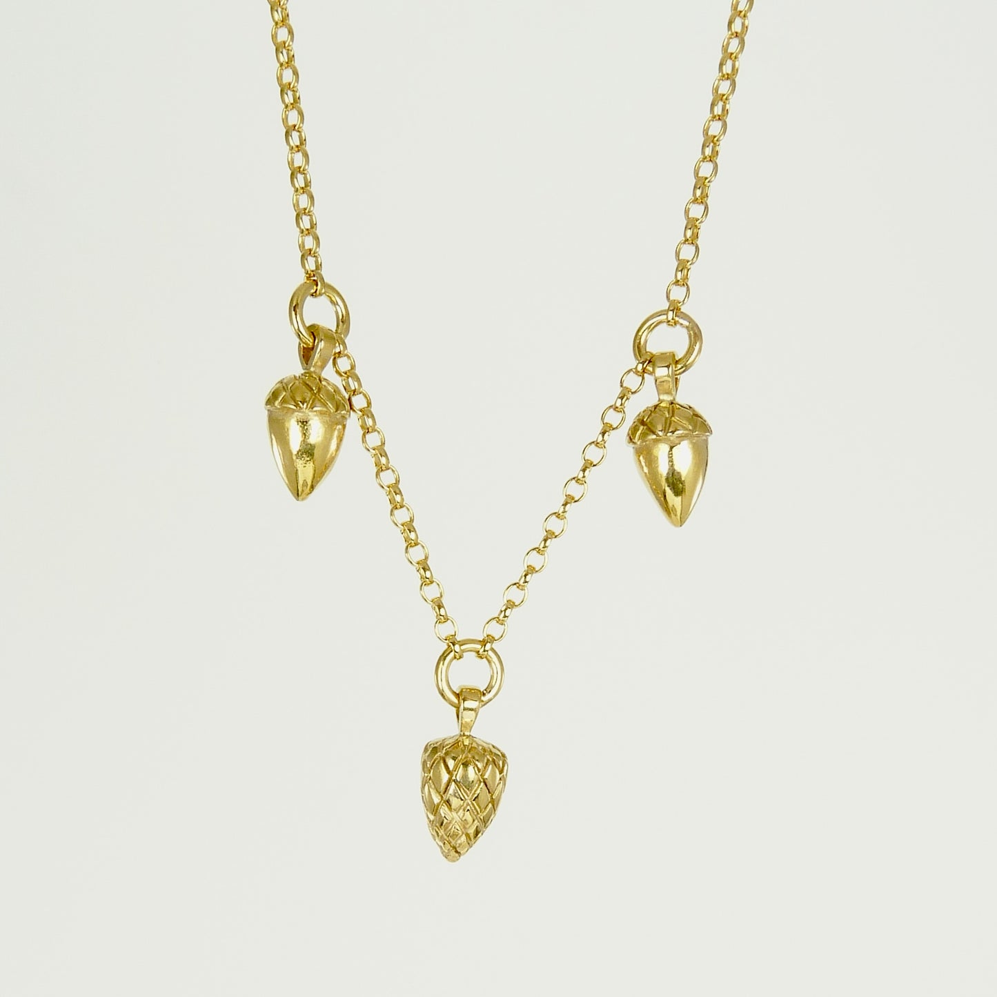 Triple Etruscan Pine Cone and Acorn Necklace