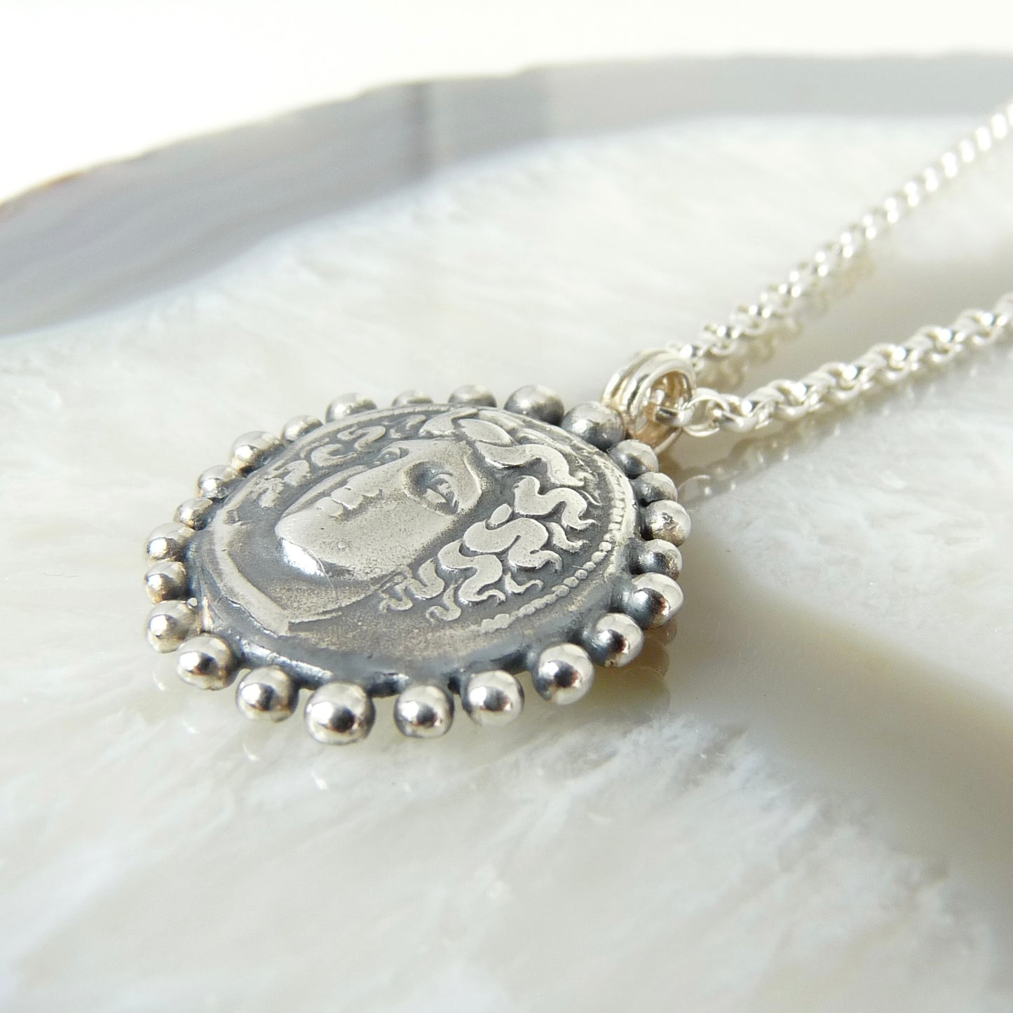 Larissa, Water Nymph Necklace Adorned with Silver Granules, Ancient Greek Coin