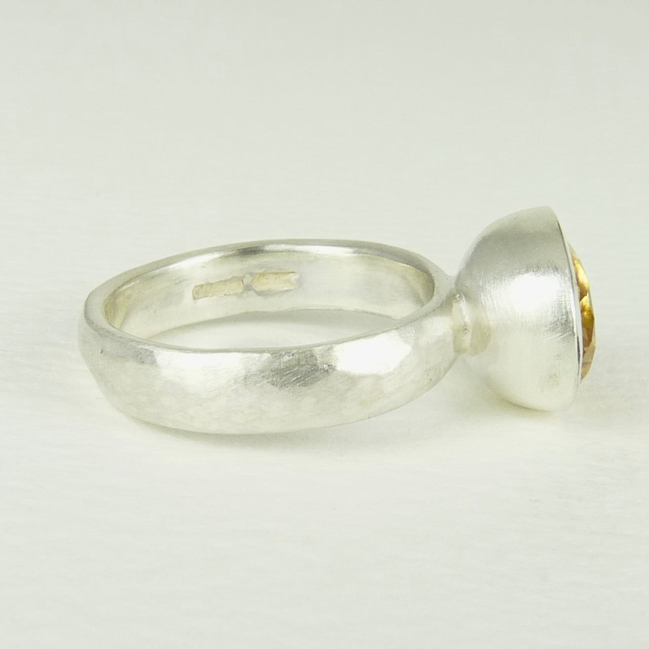 Oval Citrine Cup Ring Silver