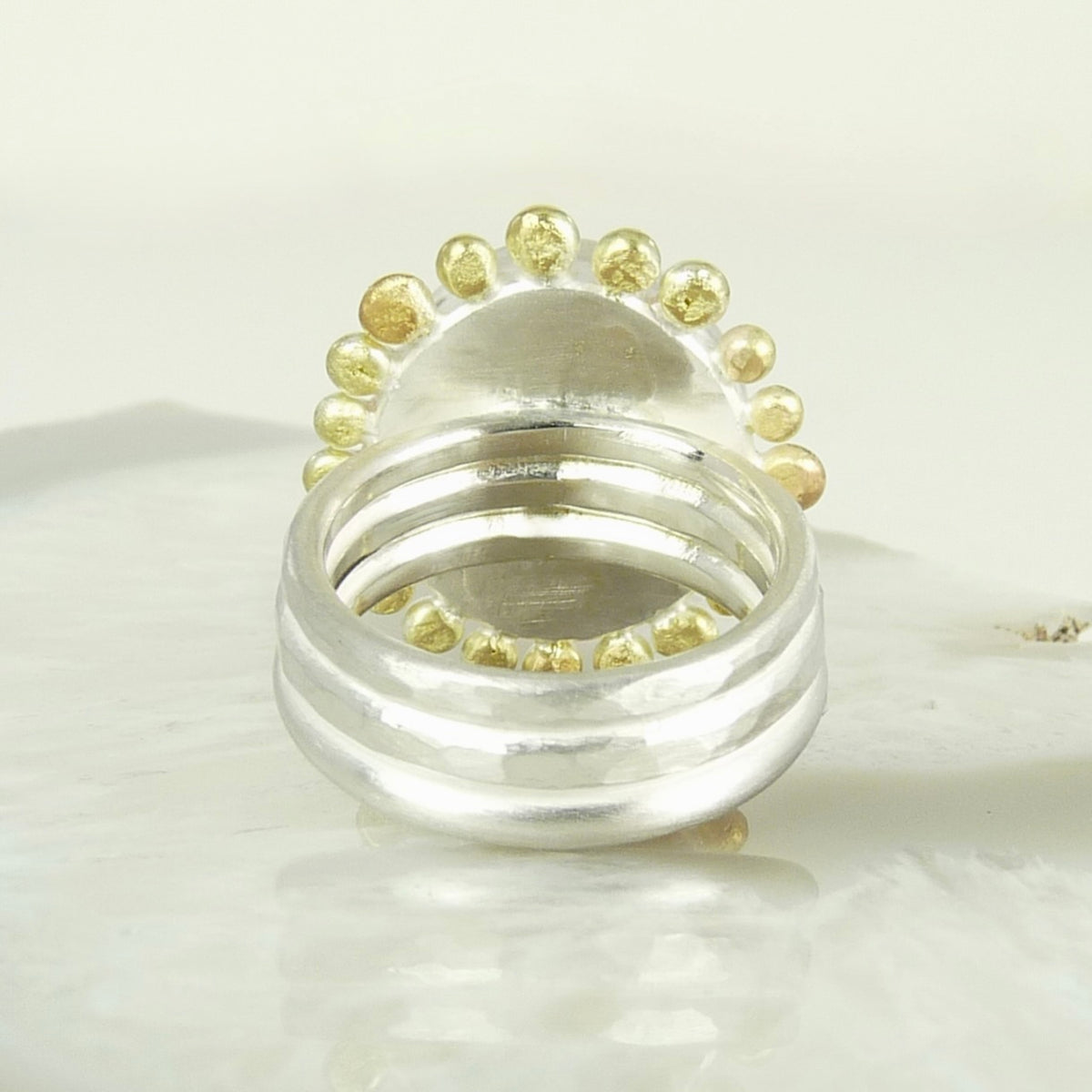 Operculum Shell Courtesan Ring, Silver and Gold