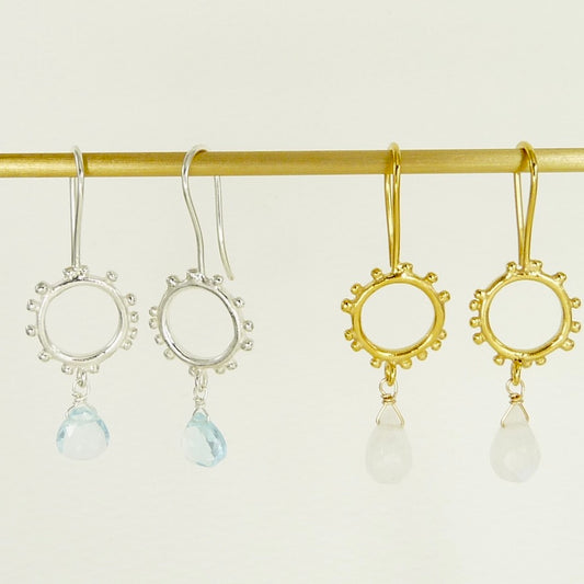 Tiny Granulation Circle Earrings with Hook Fitting