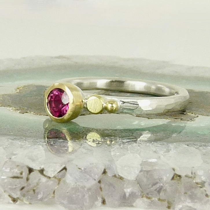 Pink Tourmaline Granulation Ring