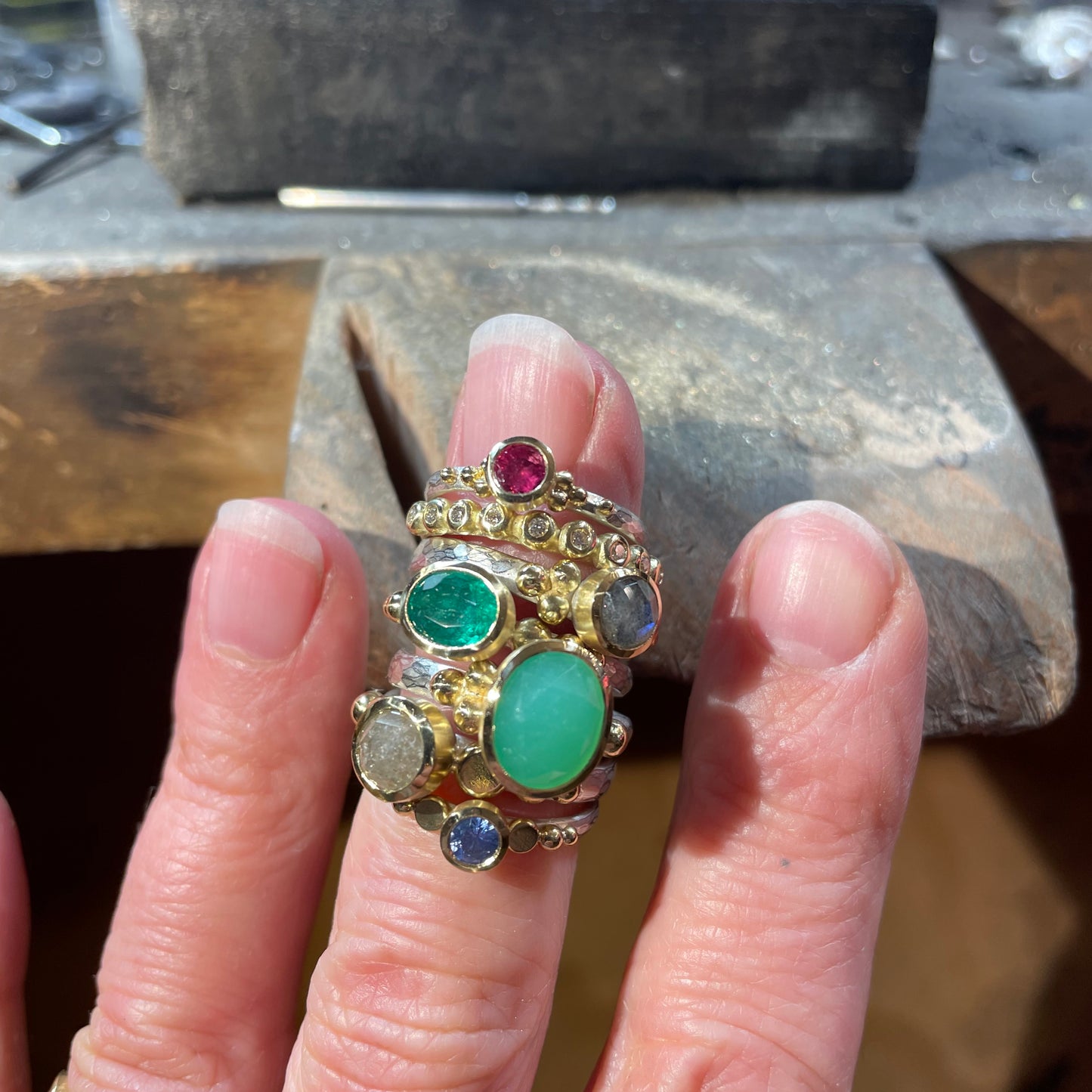 Emerald Granulation Ring