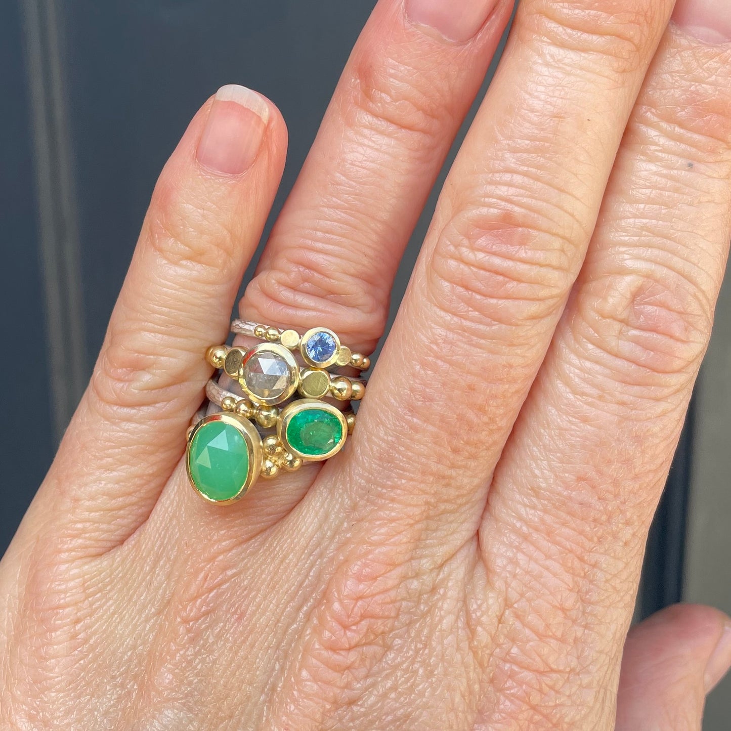 Chrysoprase Granulation Ring