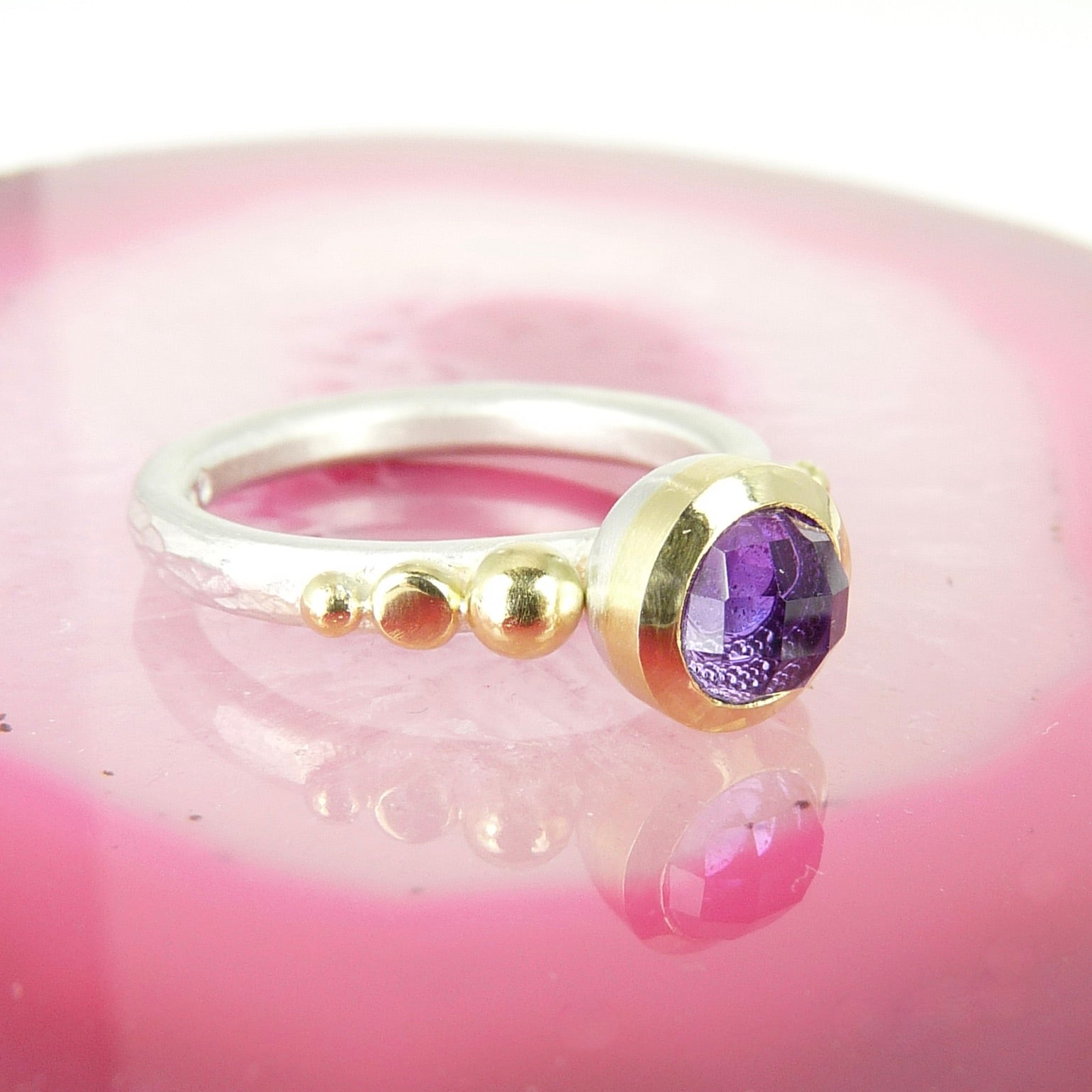 Julia Cook purple amethyst granulation handmade ring 