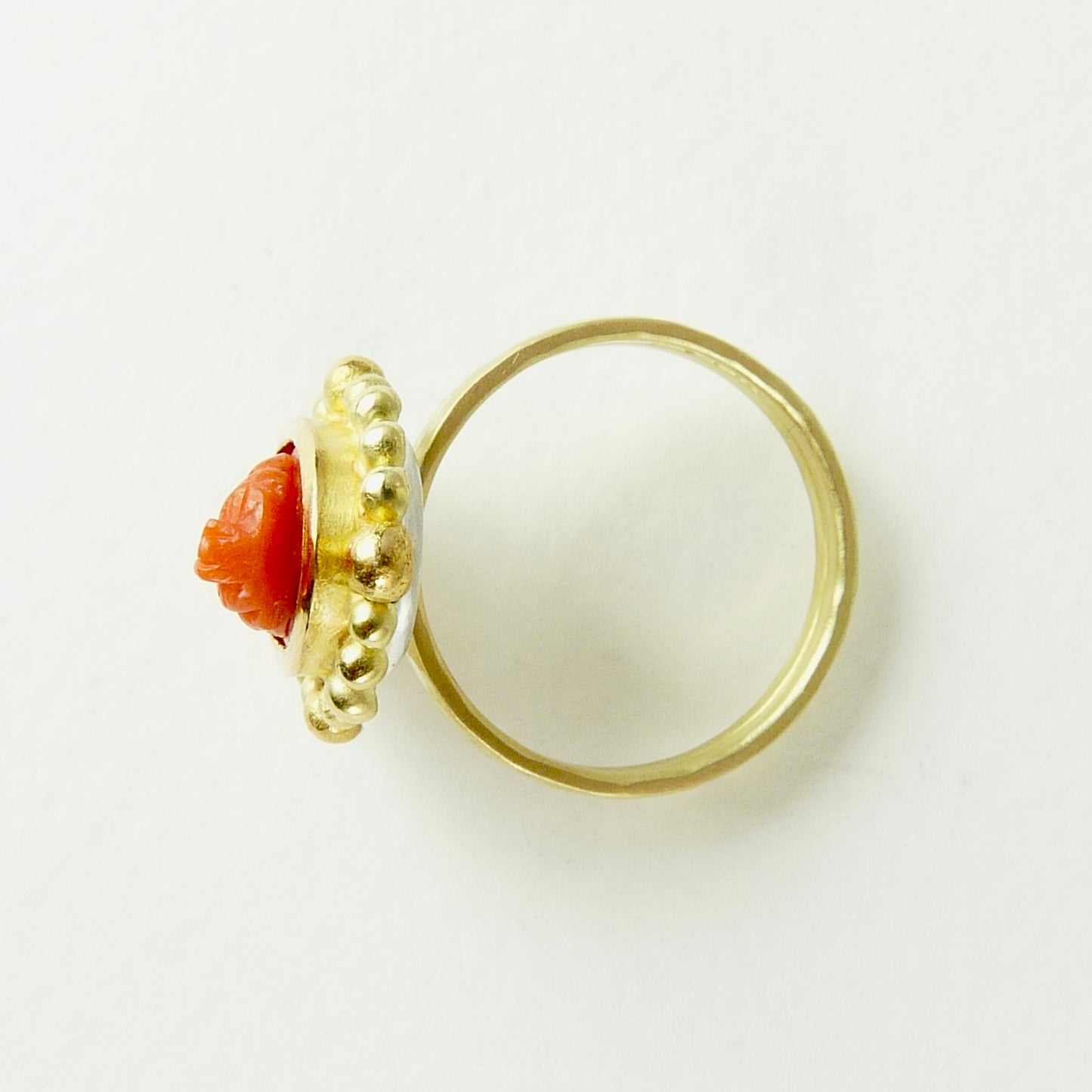 Antique Coral Cameo Courtesan Ring