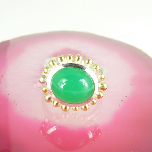 Julia Cook green cabochon chrysoprase courtesan ring