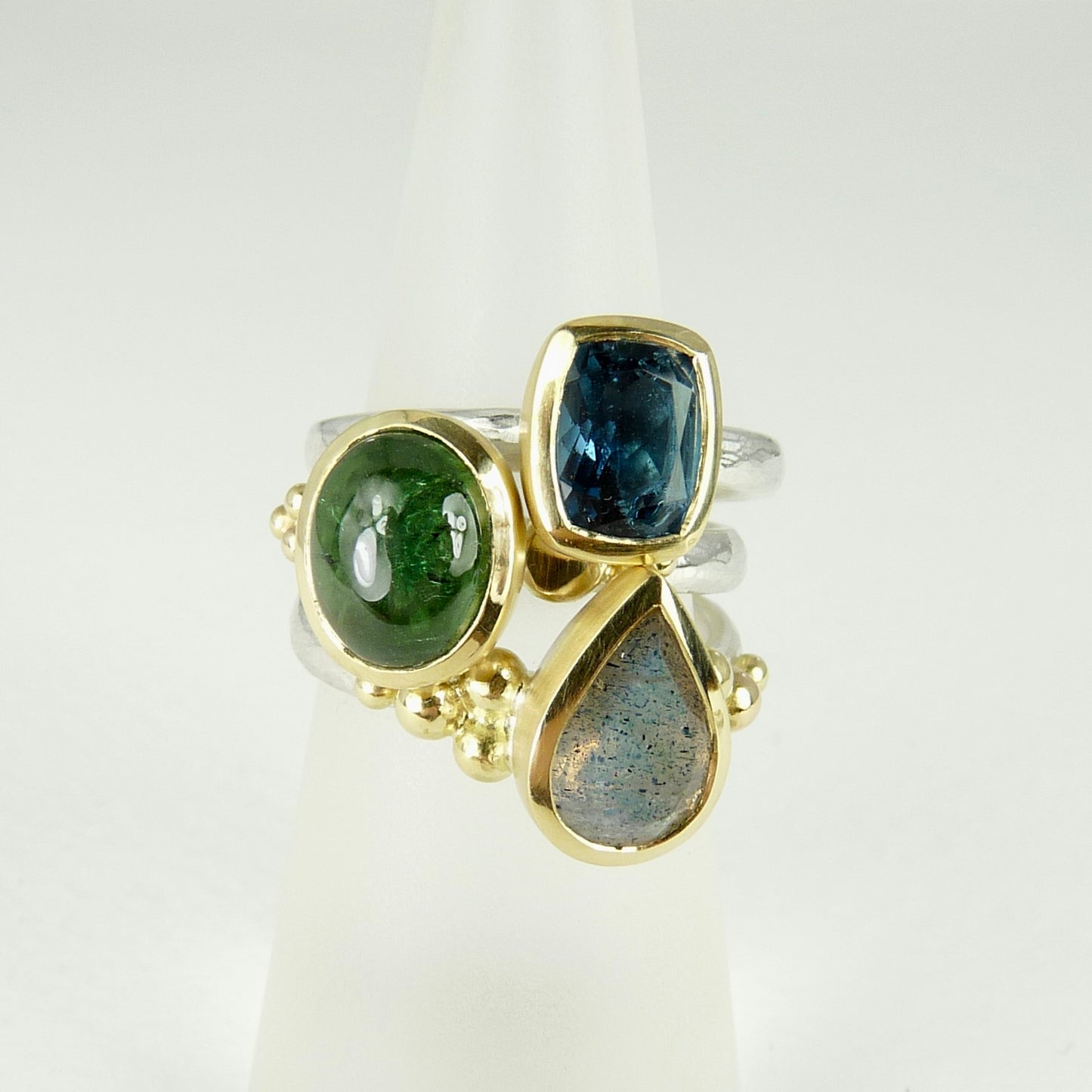 Cabochon Green Tourmaline Granulation Ring