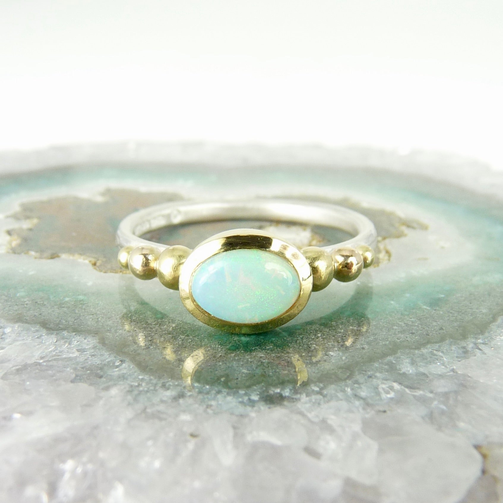 Julia Cook oval opal granulation gold ring