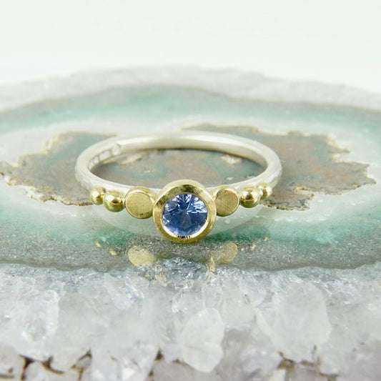 Julia Cook blue sapphire gold granulation handmade ring