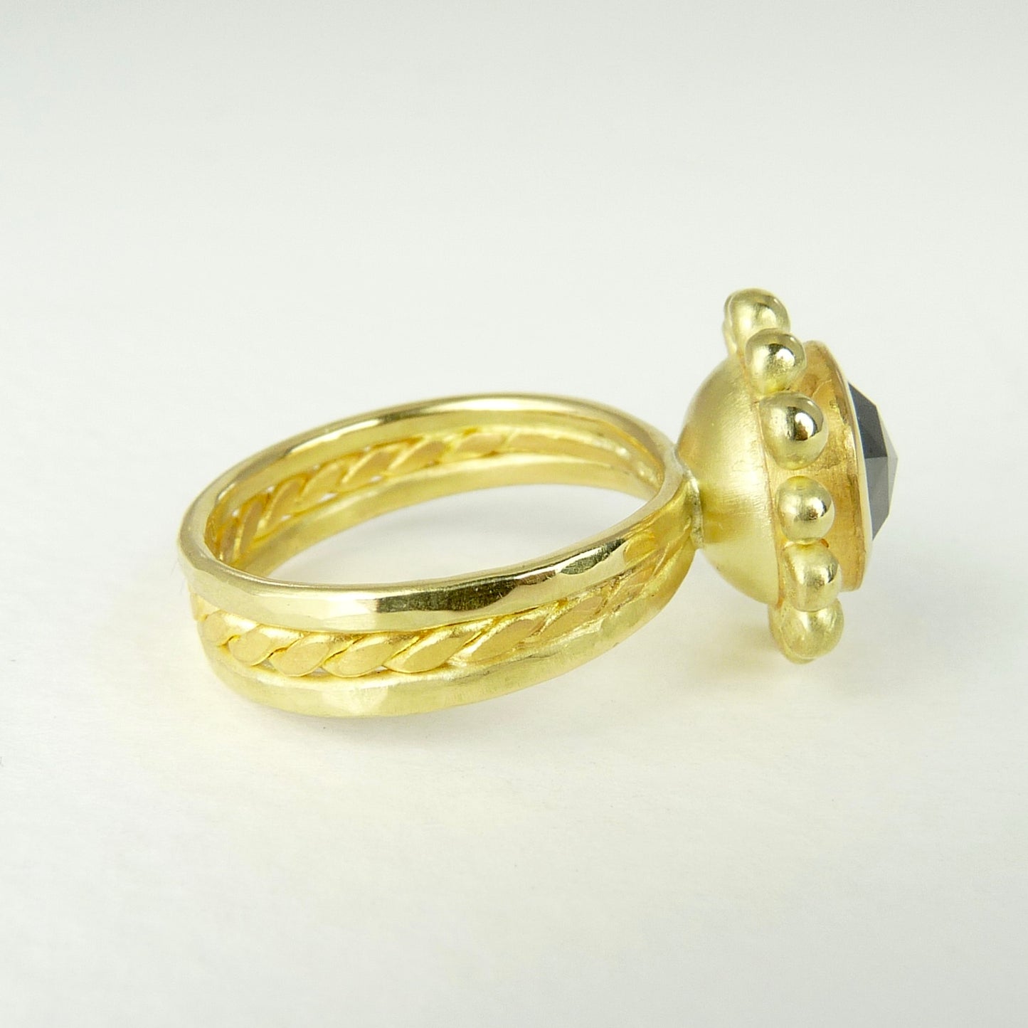 rose cut black diamond 18ct 22ct gold ring 