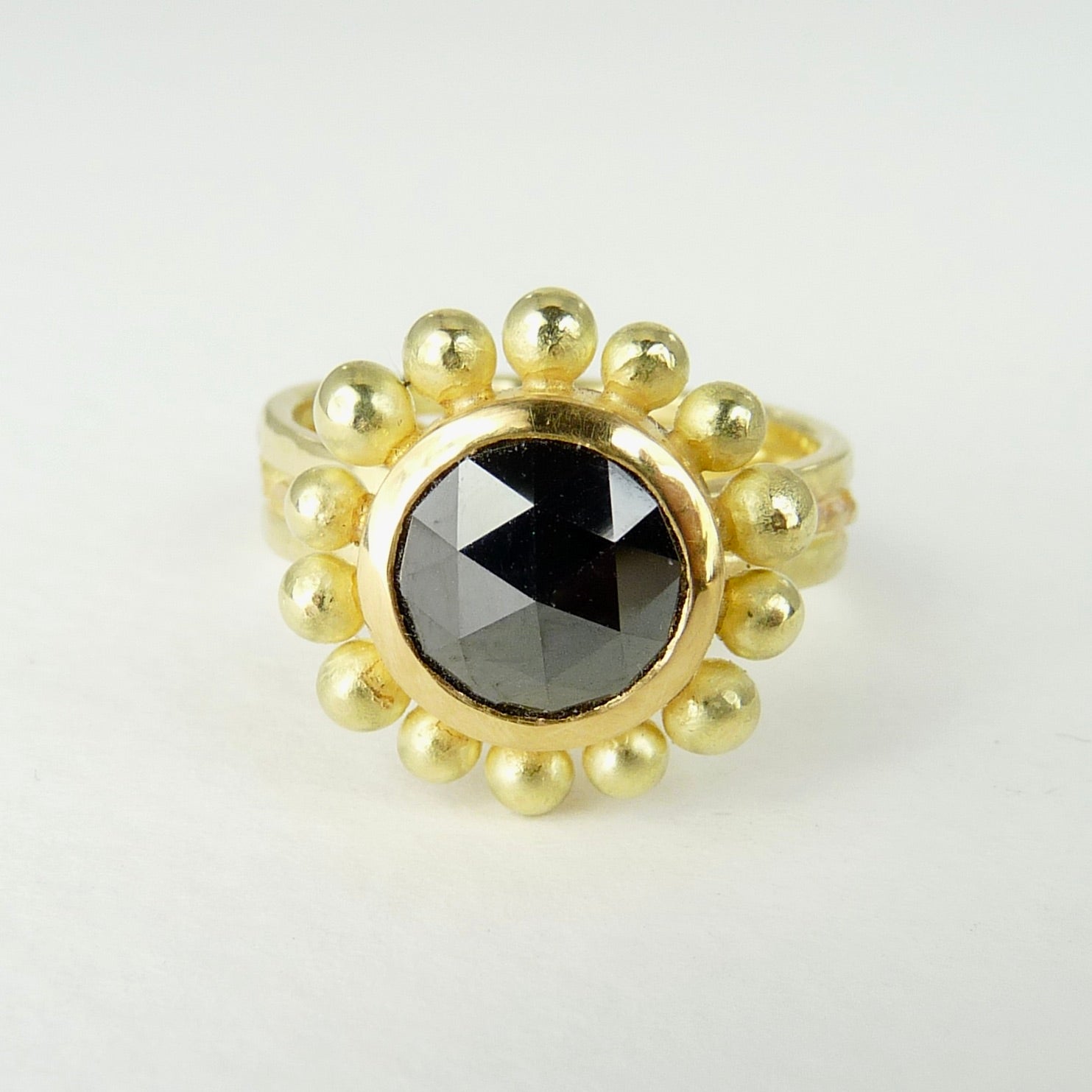 18ct 22ct black diamond ring rose cut