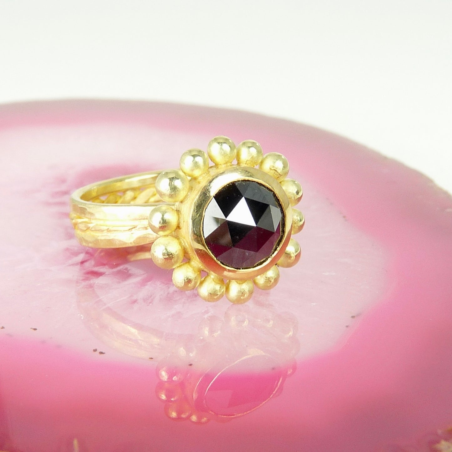 18ct 22ct gold black diamond rose cut