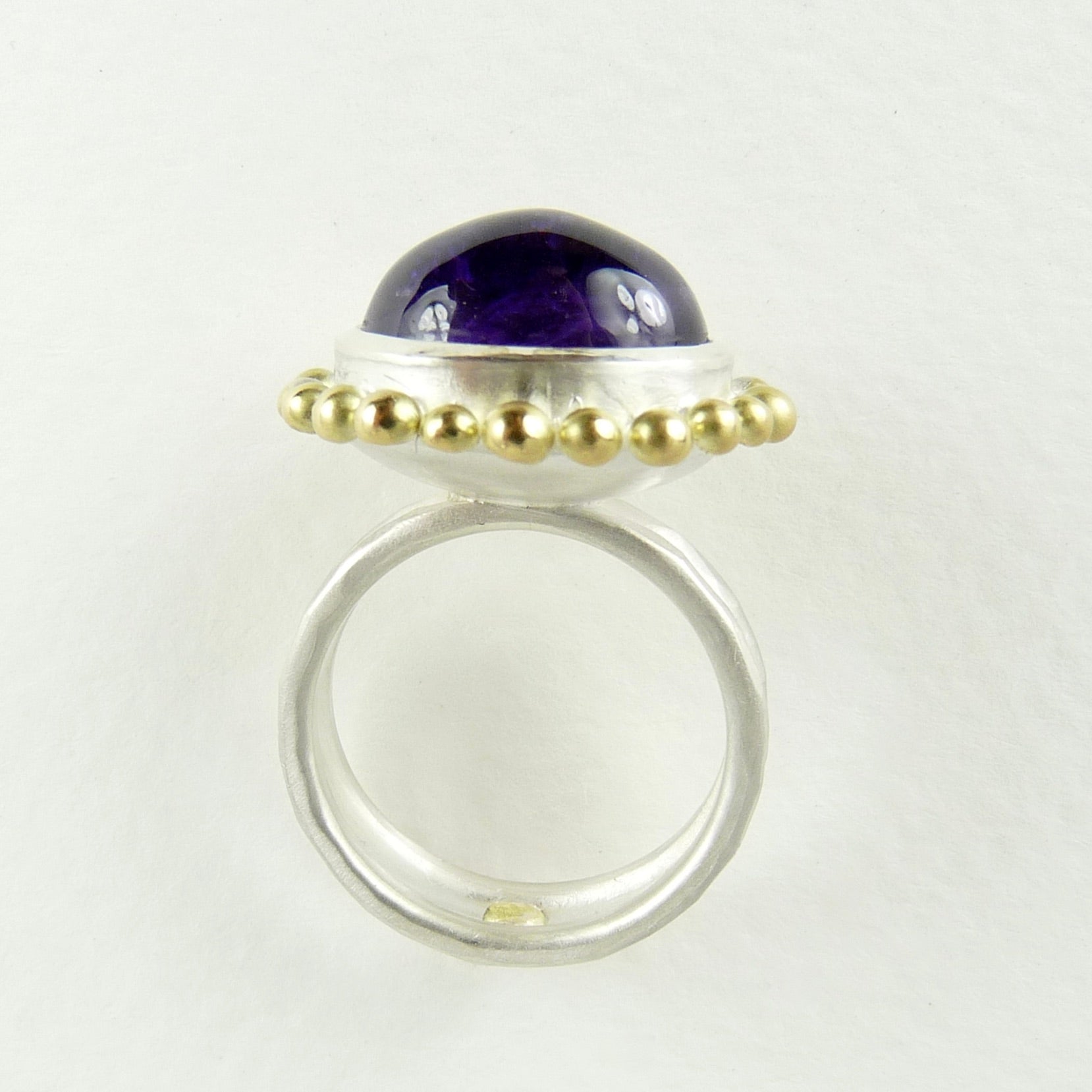 silver gold cabochon amethyst courtesan ring