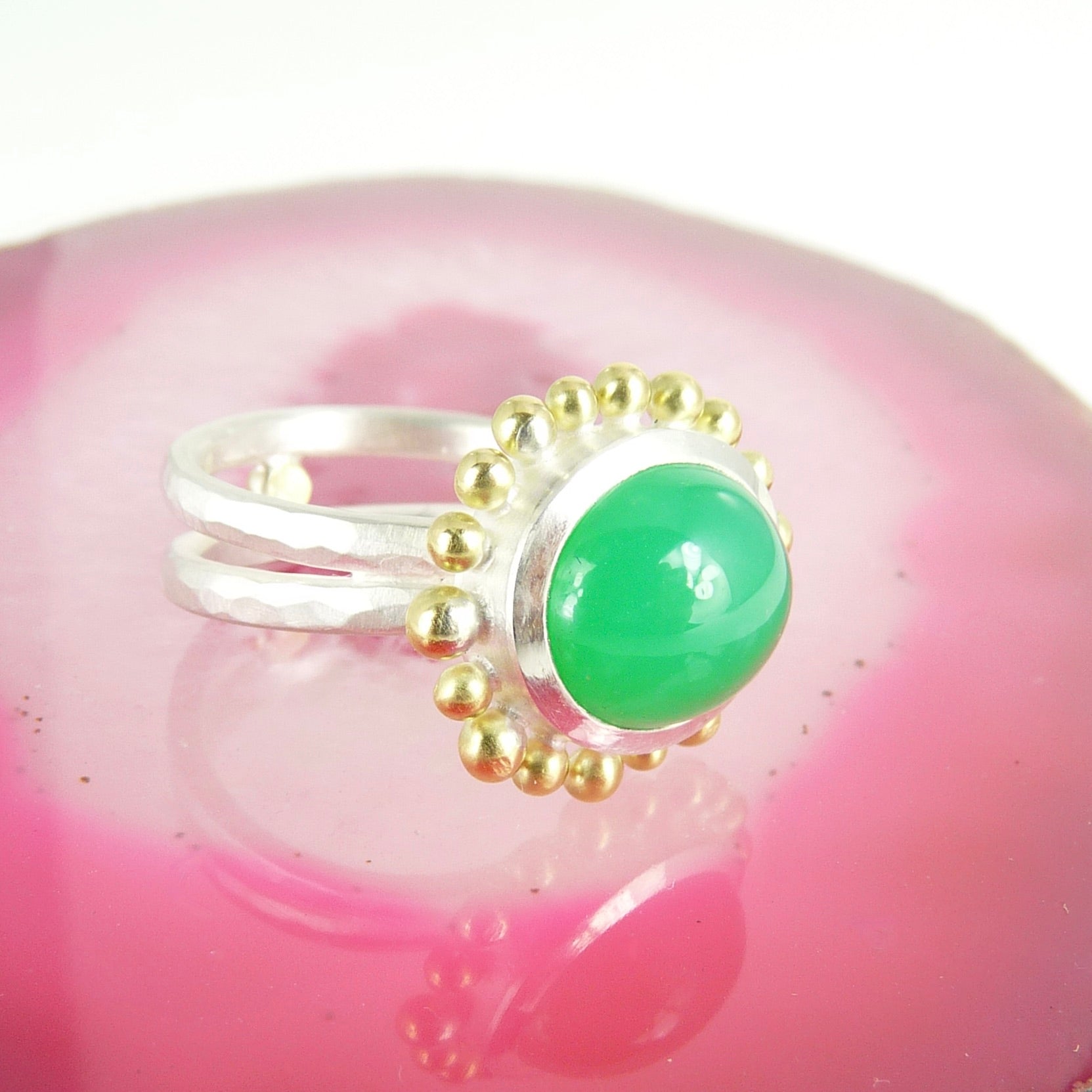 cabochon chrysoprase courtesan ring